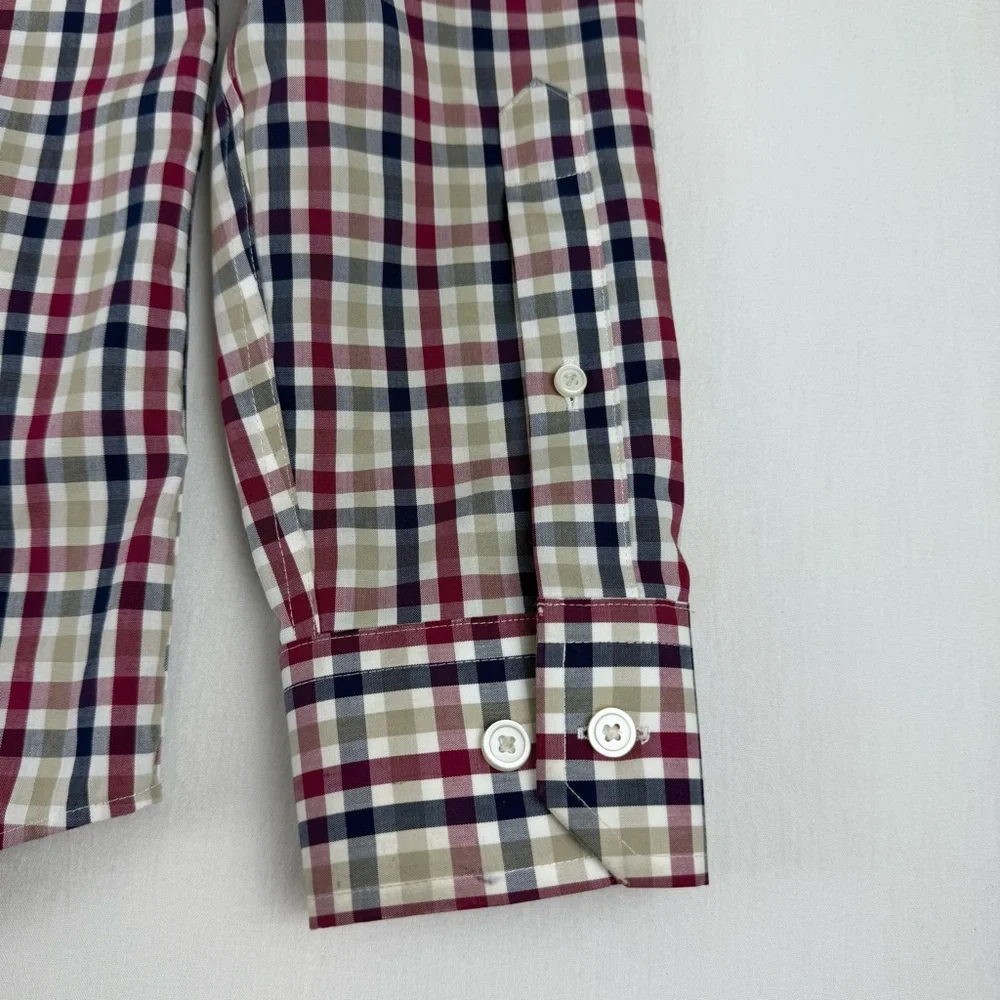 Banana Republic Untucked Fit Non-Iron, Slim Fit M Red/White/Blue Button-up Shirt